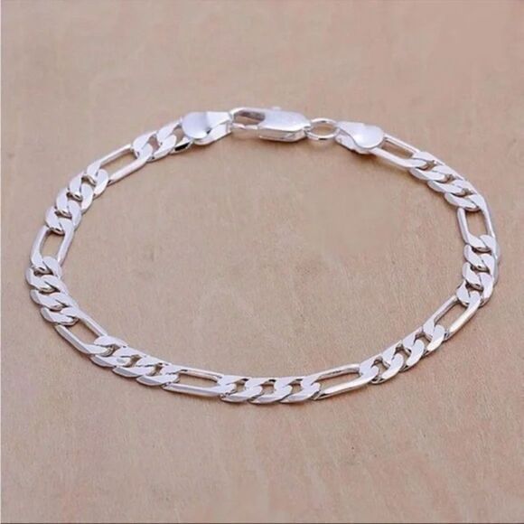 Men’s 925 Sterling Silver Figaro Chain Bracelet Unisex - Picture 9 of 10